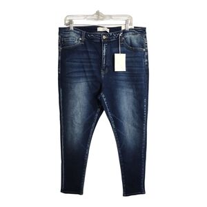 Kancan Plus Size High Rise Super Skinny Boho Festival Fall Stretch Jeans 2XL